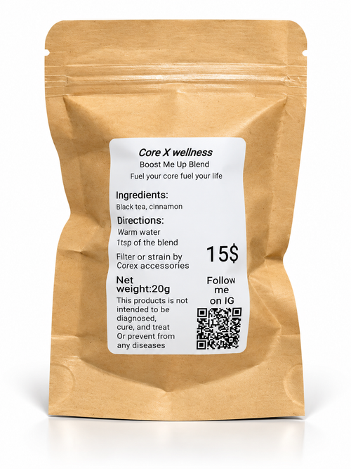 CoreX by Alysar Boost Me Up Blend, loose leaf black tea with cinnamon for a daily tea ritual