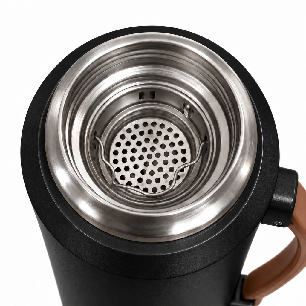 CoreX by Alysar Black Insulated Tea Bottle with Cup – 800ml Stainless Steel Tea Infuser