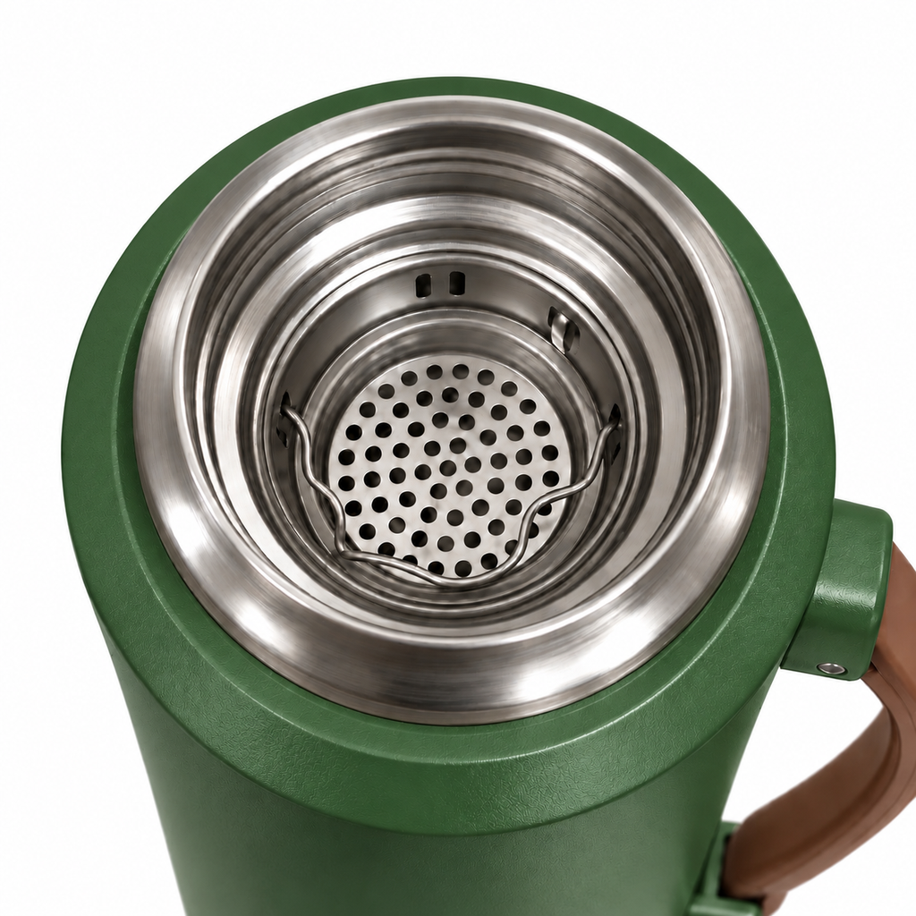 CoreX by Alysar green Insulated Tea Bottle with Cup – 800ml Stainless Steel Tea Infuser