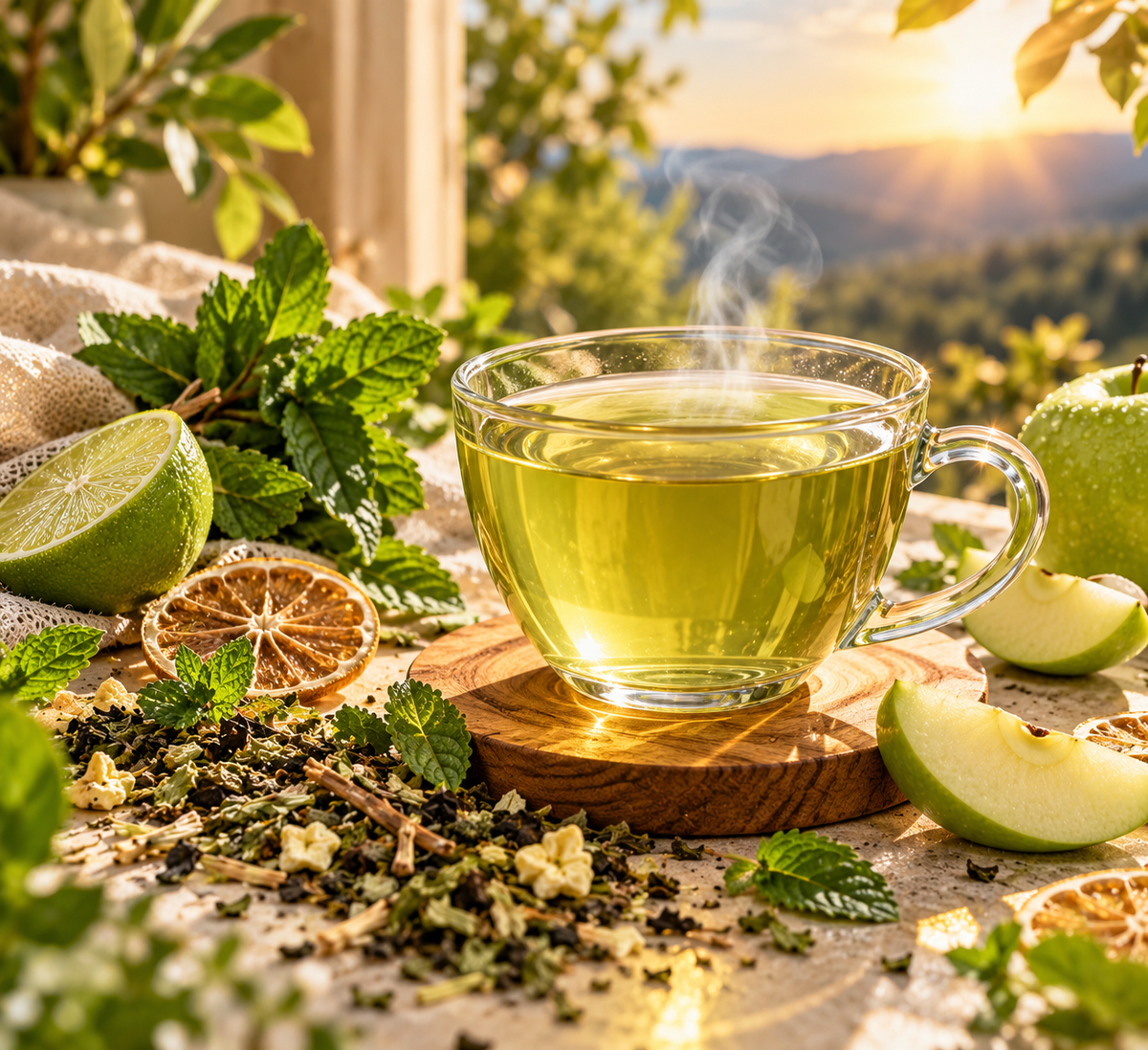 CoreX by Alysar Wake Me Up Blend, loose leaf green tea with dried lime for a morning tea ritual