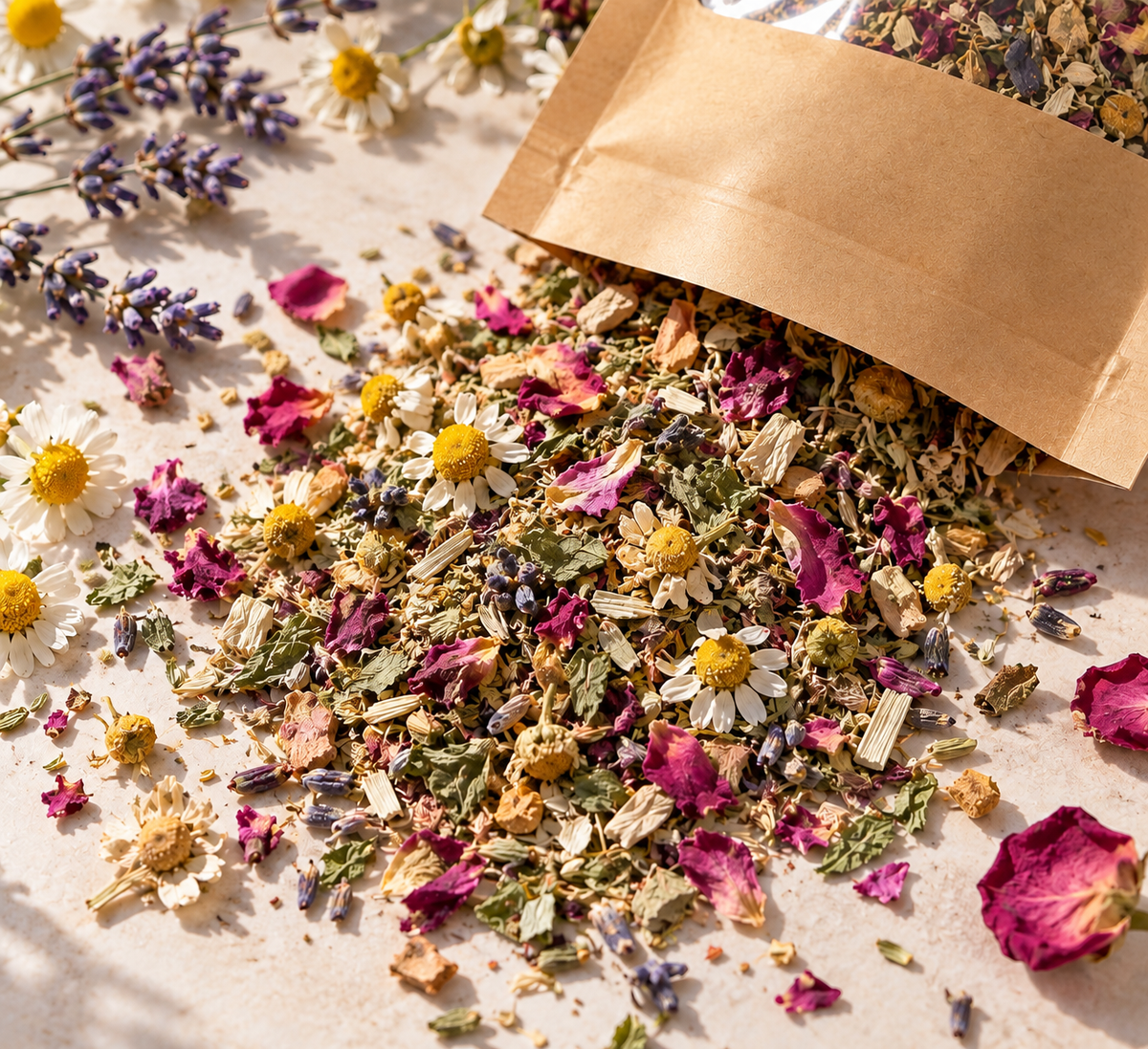 CoreX by Alysar Wind Me Down Blend, loose leaf floral herbal tea for an evening ritual